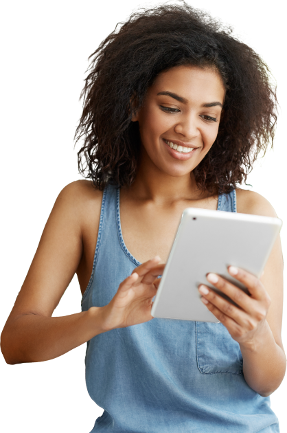 woman with tablet